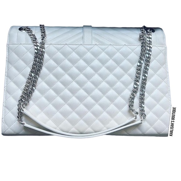 RARE YSL Saint Laurent ENVELOPE LARGE IN MIX MATELASSÉ GRAIN DE POUDRE MSRP$3700 - Picture 4 of 15